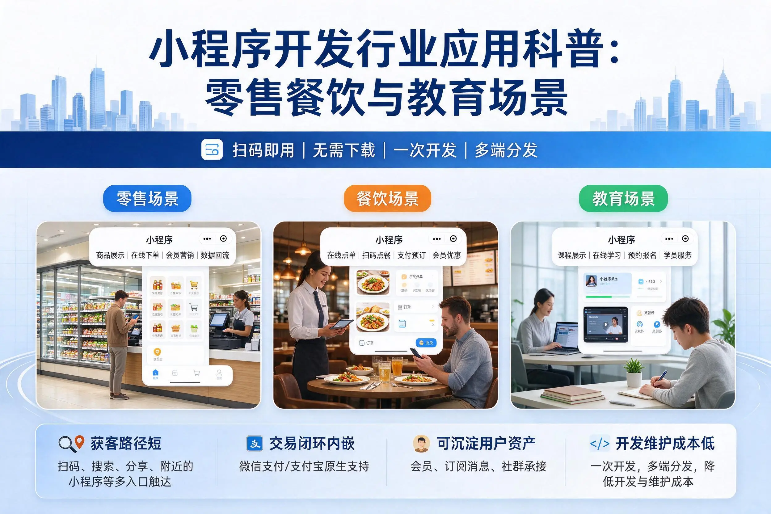 陵水小程序开发行业应用科普：零售餐饮与教育场景